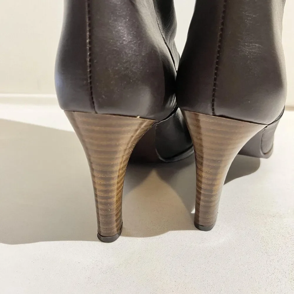Vintage Gogo Boots 70s Disco Boho 60s California 8.5 Calf High Heel Zip Stacked